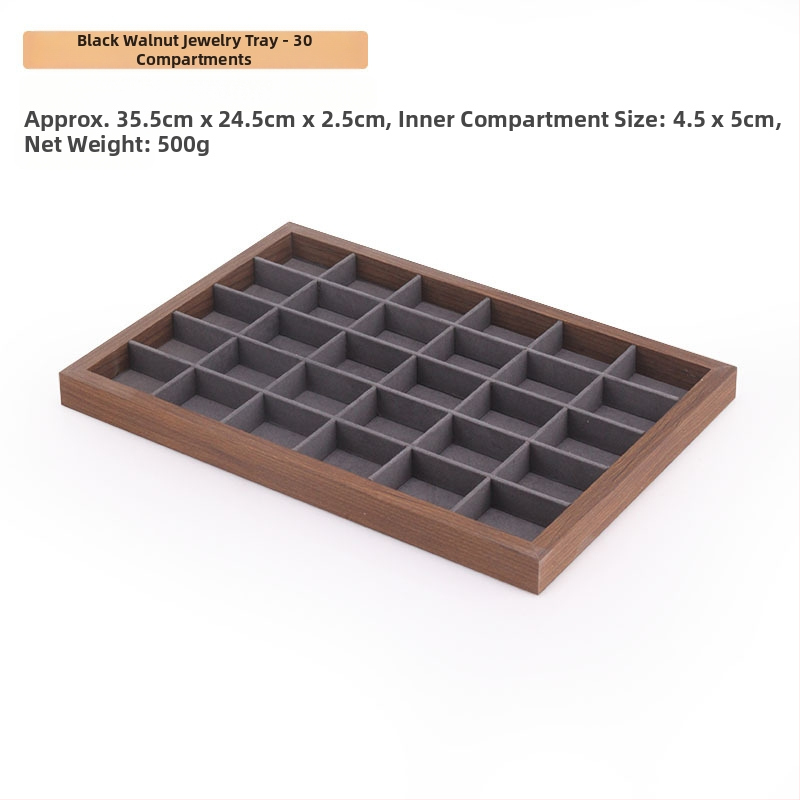 Bársony ékszertálca dió színű sötétszürke gyűrű nyaklánc fülbevaló tároló doboz karkötő díszek karkötő ékszerek