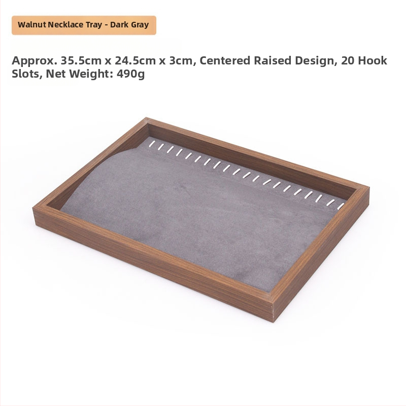 Bársony ékszertálca dió színű sötétszürke gyűrű nyaklánc fülbevaló tároló doboz karkötő díszek karkötő ékszerek