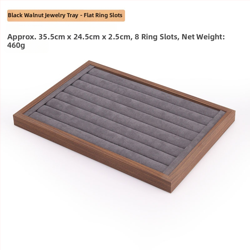 Bársony ékszertálca dió színű sötétszürke gyűrű nyaklánc fülbevaló tároló doboz karkötő díszek karkötő ékszerek