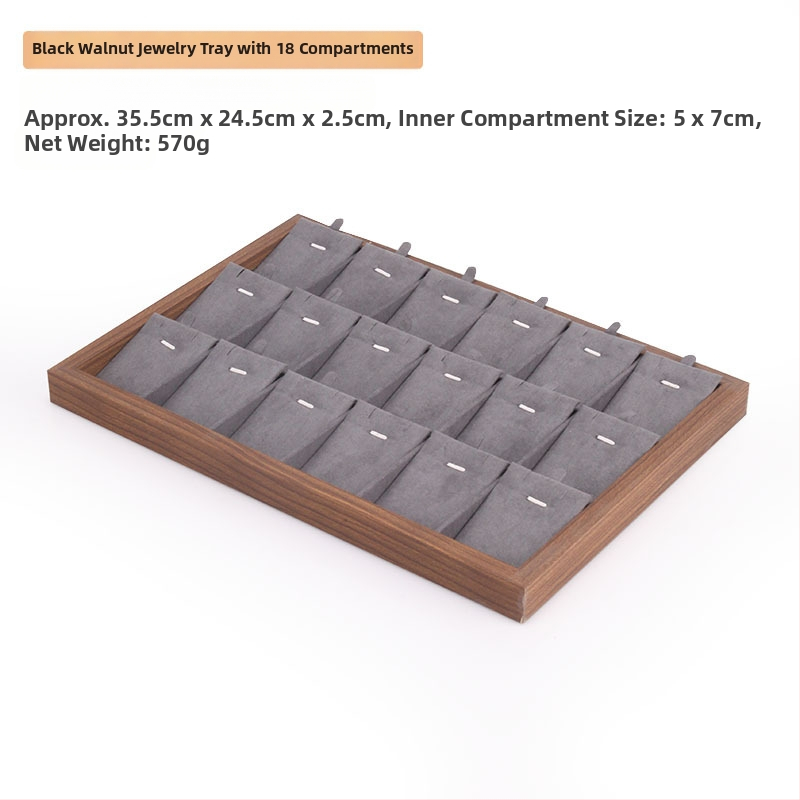 Bársony ékszertálca dió színű sötétszürke gyűrű nyaklánc fülbevaló tároló doboz karkötő díszek karkötő ékszerek