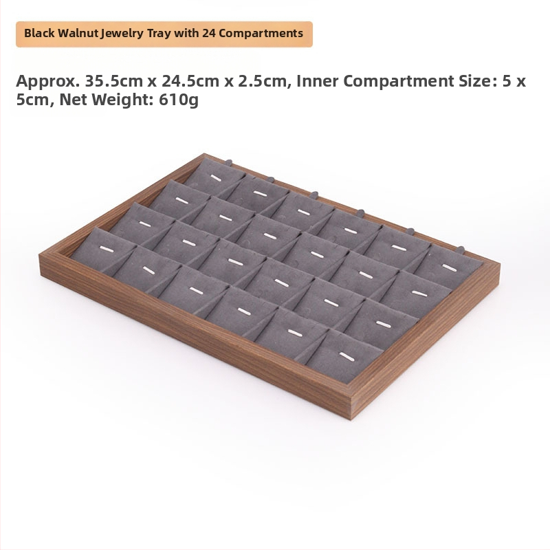 Bársony ékszertálca dió színű sötétszürke gyűrű nyaklánc fülbevaló tároló doboz karkötő díszek karkötő ékszerek