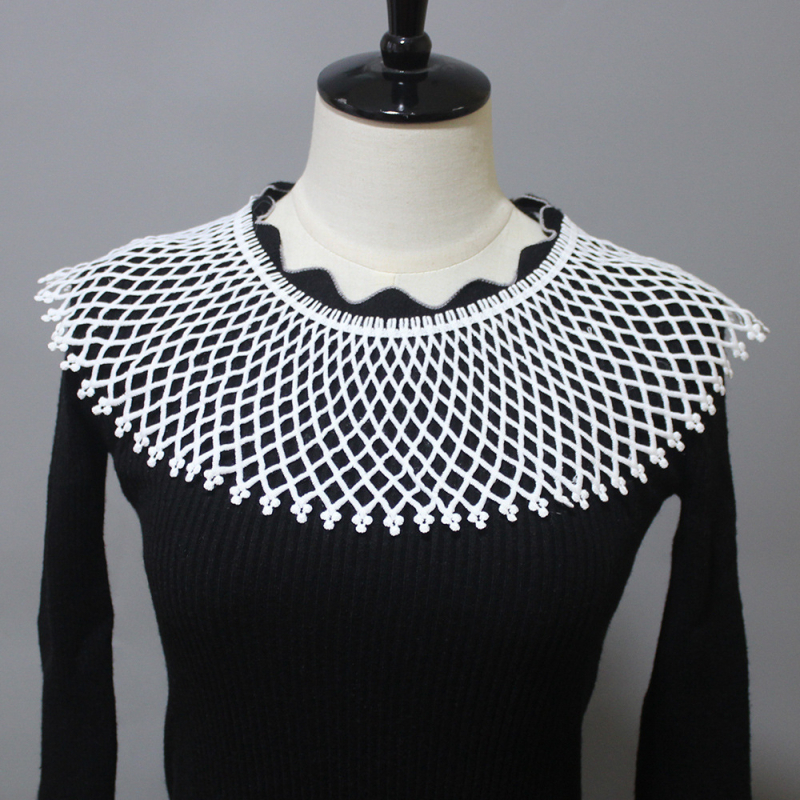 Keresztezett szegélyű, üreges, rugalmas hálós kendő, hamis galléros ruha, dekoratív gallérral, hamis gallérral, Amazon AliExpress