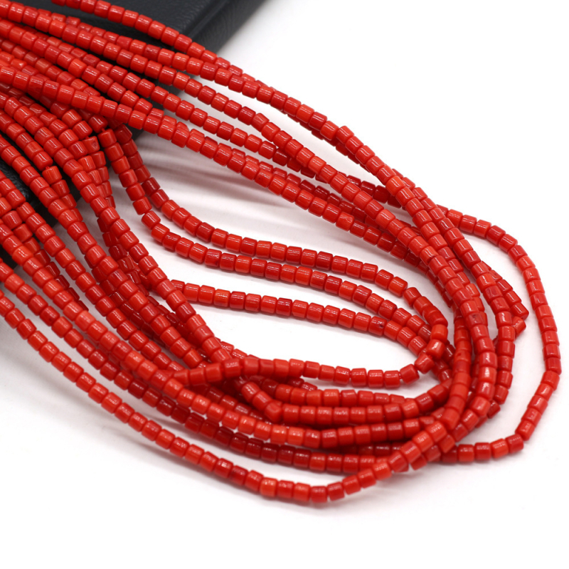 Korallgyöngyös piros szabálytalan négyzet alakú barkács ékszer félkész nyaklánc kézzel készített ékszerkészítés nagykereskedelem