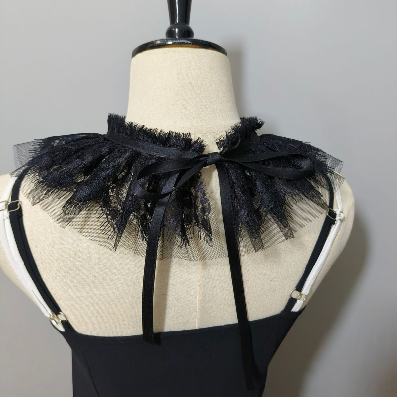 Keresztmetszetű csipkehálós dupla kendő, dekoratív gallér, hamis nyakörv, Amazon, AliExpress