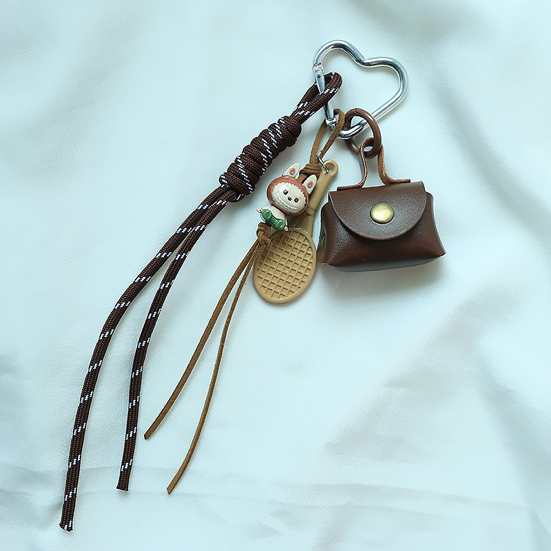 Ins Stílusú Új Bőr Autós Kulcstartó Medál Akadálymentes Luxus, Kiváló, Trendi Dimoo Lány Szív alakú Táska Medál Ajándék