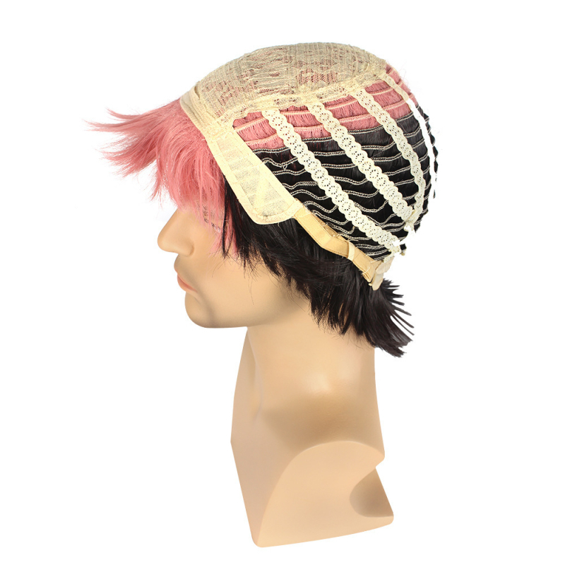 Обратна изкривена аниме перука за връщане на заклинание, къса тигрова пръчка, Youren Cos, перука, шапка, европейски и американски изкуствени реквизити, розово-оранжево