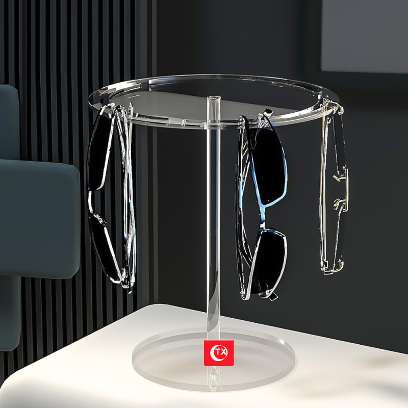 TX Ramă rotundă rotativă transfrontalieră pentru ochelari de soare Amazon Hot Sale Ochelari de soare fără perforații Stand de afișare pentru ochelari de soare