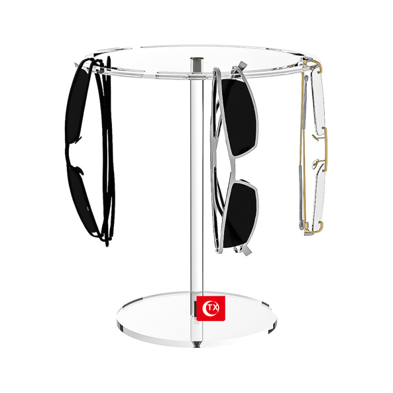 TX Ramă rotundă rotativă transfrontalieră pentru ochelari de soare Amazon Hot Sale Ochelari de soare fără perforații Stand de afișare pentru ochelari de soare