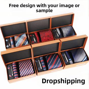 2025 Új Férfi Nyakkendő Szett Ajándékdobozban Luxus Divatos Ajándék Férfi Üzleti Nyakkendő 4 Részes Szett