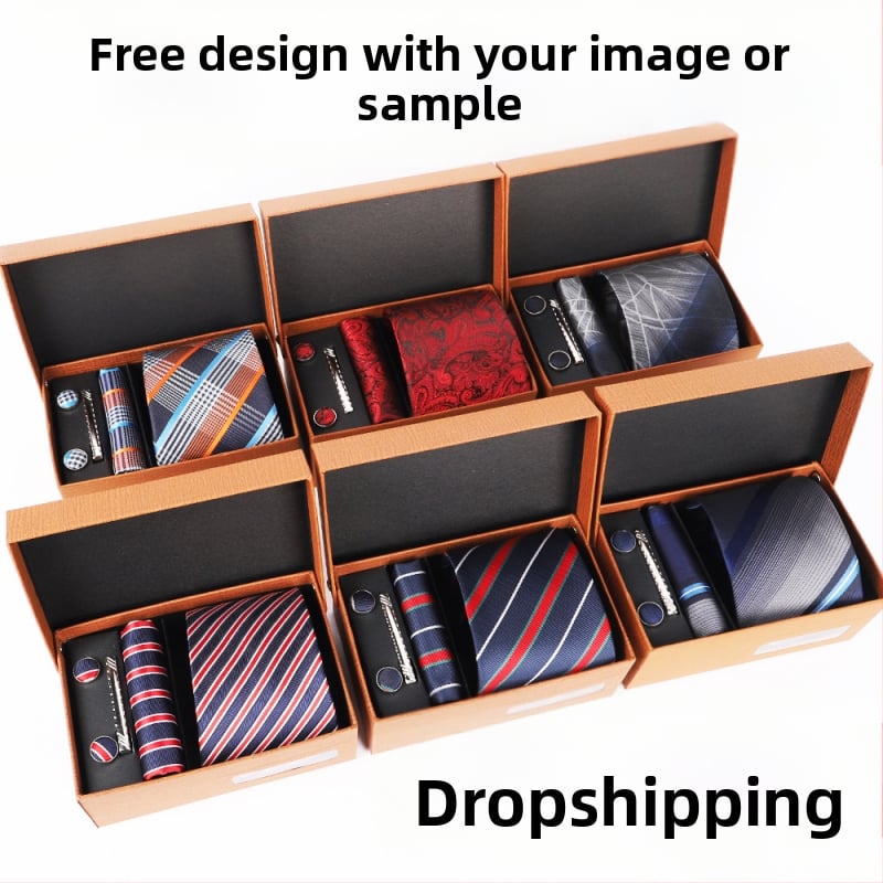 2025 Új Férfi Nyakkendő Szett Ajándékdobozban Luxus Divatos Ajándék Férfi Üzleti Nyakkendő 4 Részes Szett