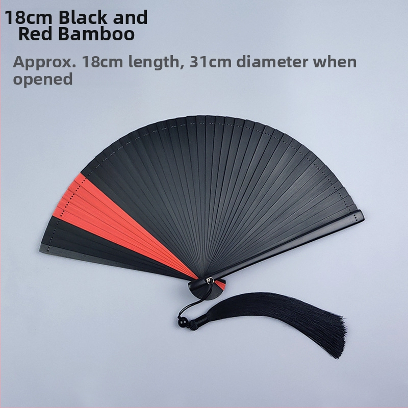 Teljes bambusz összecsukható ventilátor üreges összecsukható mini ventilátor 5 hüvelykes 6 hüvelykes hordozható kínai stílusú antik piros és fekete klasszikus táncventilátor