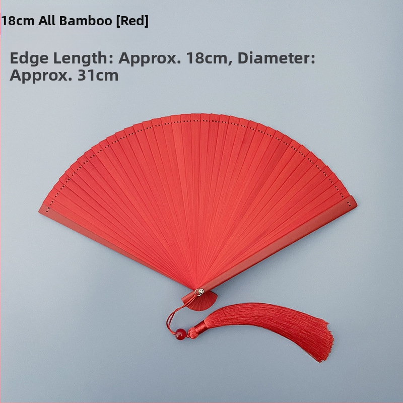 Teljes bambusz összecsukható ventilátor üreges összecsukható mini ventilátor 5 hüvelykes 6 hüvelykes hordozható kínai stílusú antik piros és fekete klasszikus táncventilátor