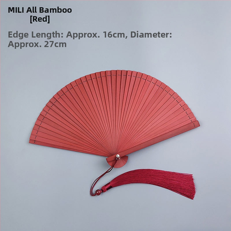 Teljes bambusz összecsukható ventilátor üreges összecsukható mini ventilátor 5 hüvelykes 6 hüvelykes hordozható kínai stílusú antik piros és fekete klasszikus táncventilátor