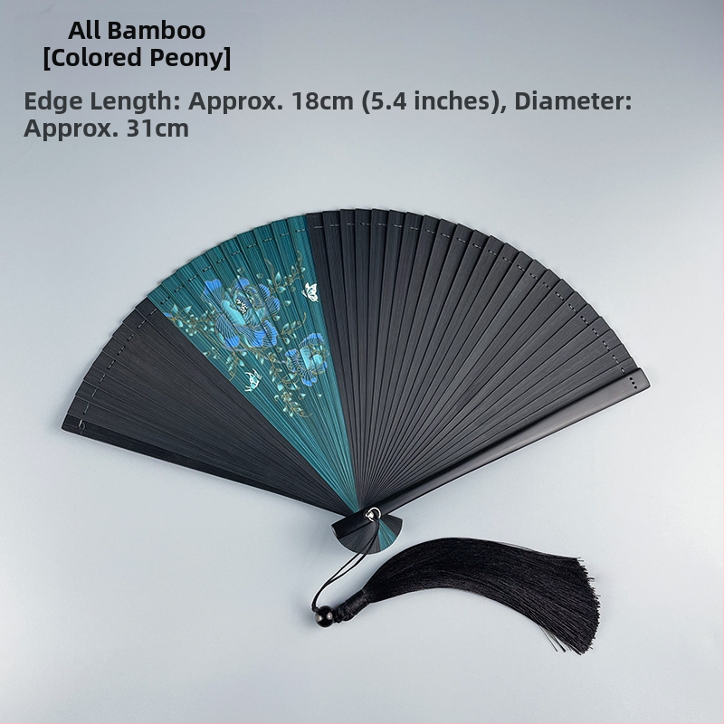 Teljes bambusz összecsukható ventilátor üreges összecsukható mini ventilátor 5 hüvelykes 6 hüvelykes hordozható kínai stílusú antik piros és fekete klasszikus táncventilátor