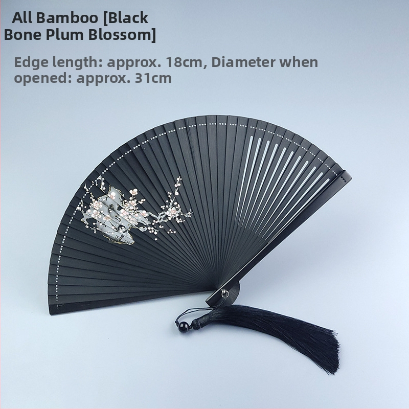 Teljes bambusz összecsukható ventilátor üreges összecsukható mini ventilátor 5 hüvelykes 6 hüvelykes hordozható kínai stílusú antik piros és fekete klasszikus táncventilátor