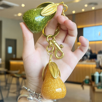 Gamyklinis tiesioginis aukso kriaušės raktų pakabuko pakabukas, mados asmenybės krepšys, pakabukas, raktų žiedo aksesuarai