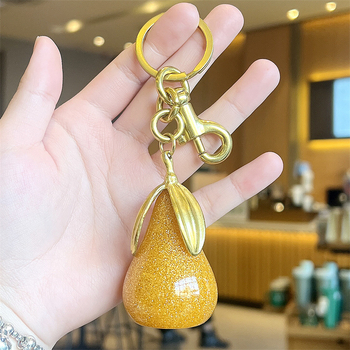 Gamyklinis tiesioginis aukso kriaušės raktų pakabuko pakabukas, mados asmenybės krepšys, pakabukas, raktų žiedo aksesuarai