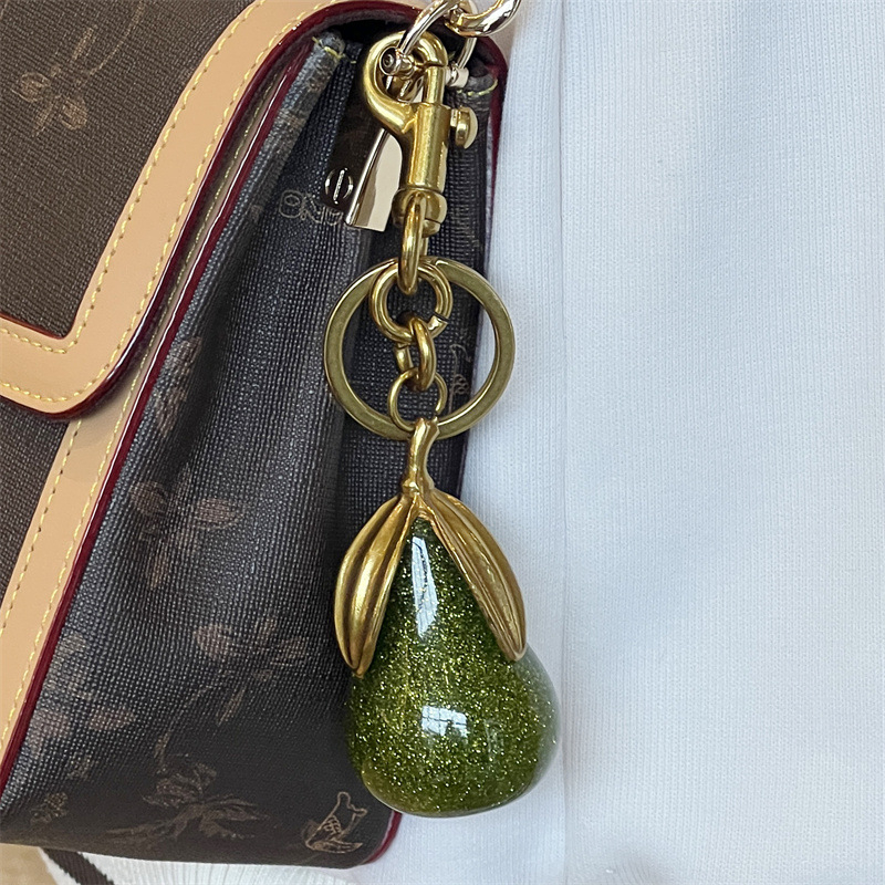 Gamyklinis tiesioginis aukso kriaušės raktų pakabuko pakabukas, mados asmenybės krepšys, pakabukas, raktų žiedo aksesuarai