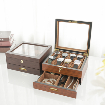 Βαφή ξύλου Drax με κλειδαριά κουτί κοσμημάτων κουτί αποθήκευσης ρολογιών με φεγγίτη οκτώ κουτί εμφάνισης ρολογιών