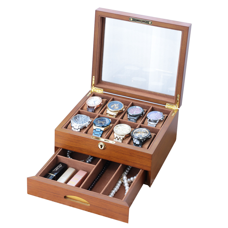 Drax faerezetes festék zárral ellátott ékszerdobozzal, óratároló doboz tetőablakkal, nyolc órakiállító doboz