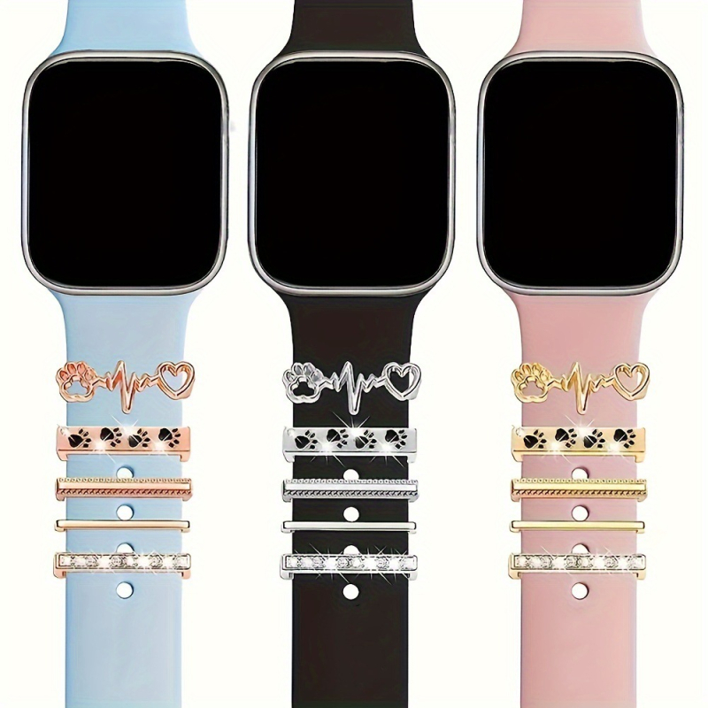 Alkalmas AppleWatch szilikon szíjhoz, dekoratív gyűrűhöz, Apple Watch medálhoz, dekoratív körömlakk olajcsepp ékszer kiegészítőkhöz