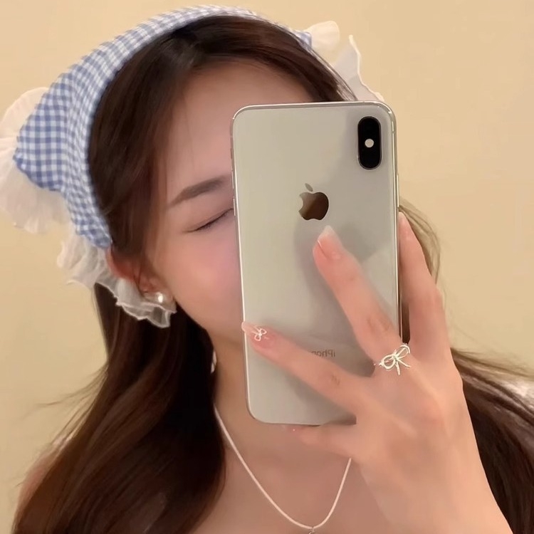 Fejpánt Pásztor stílusú Piros-kék kockás fejpánt Nyári fejpánt Csipke Háromszög alakú törölköző Luxus Sense Atmosphere Sense fejpánt