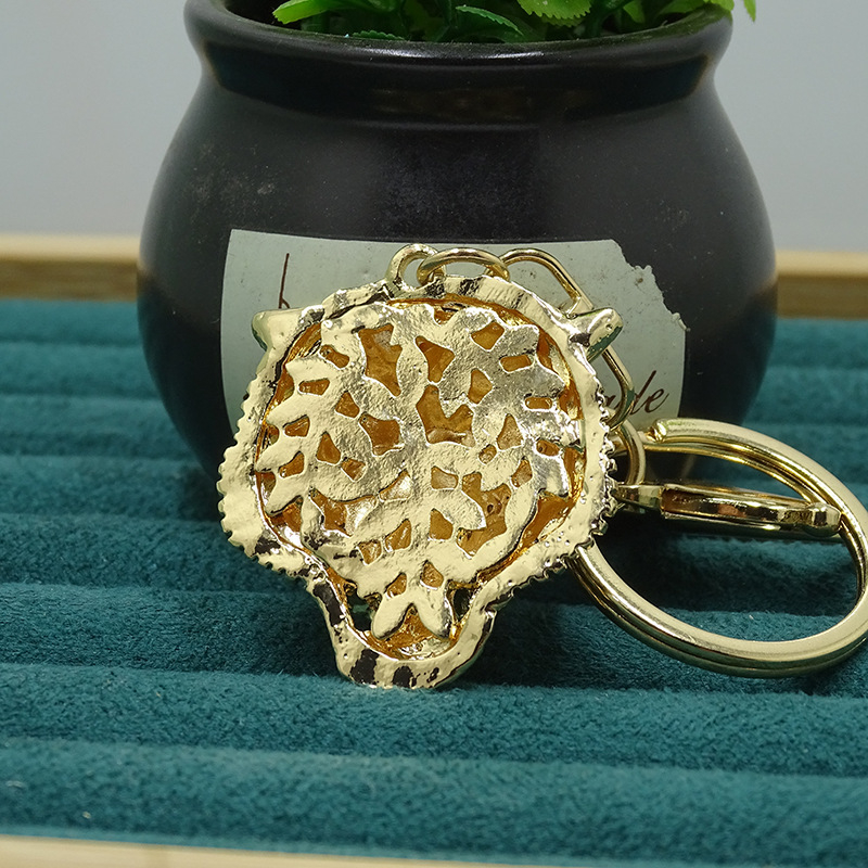 Divatos ékszer kulcstartó ötvözetből készült gyémánt olaj leopárdfejes kulcstartó táska medál autóba lógó ajándékok