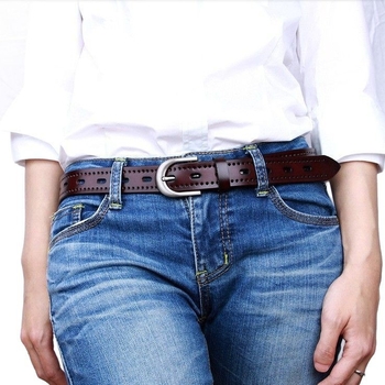 Európai és amerikai népszerű alkalmi marhabőr öv divatos szerszámok üreges kétrétegű marhabőr női övvel