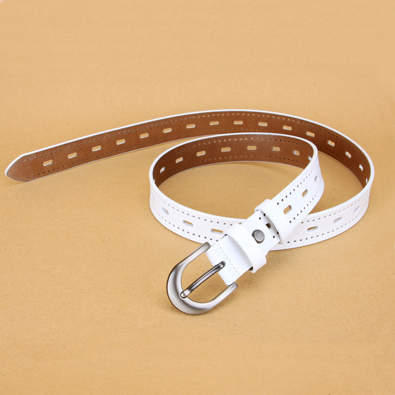 Európai és amerikai népszerű alkalmi marhabőr öv divatos szerszámok üreges kétrétegű marhabőr női övvel