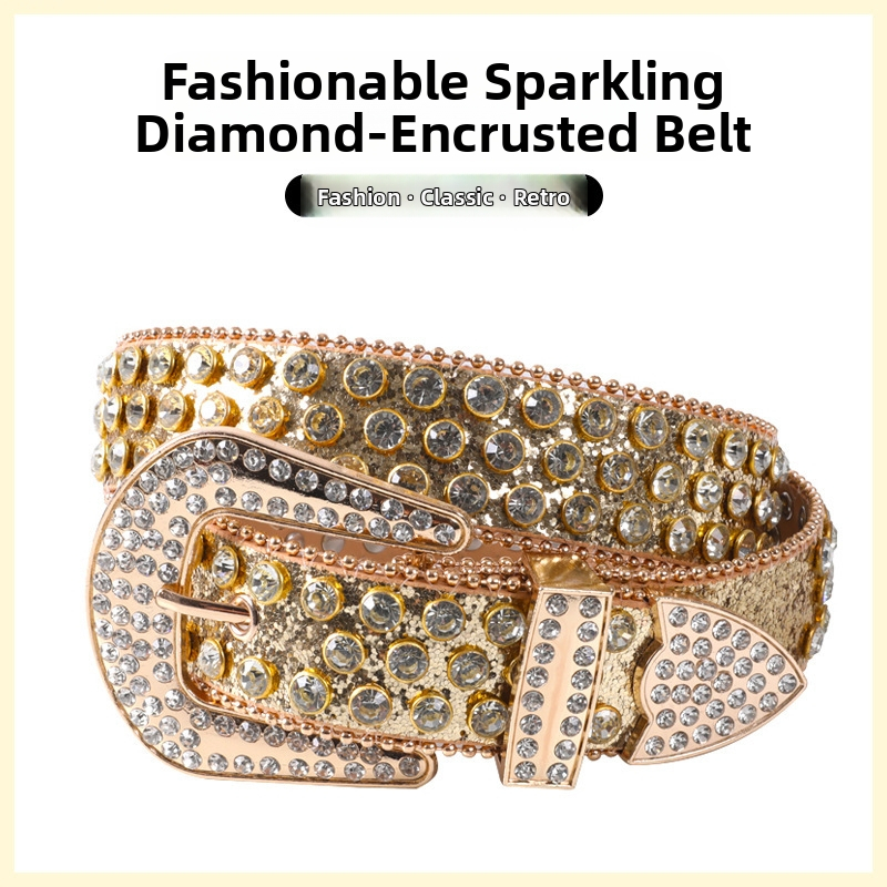 Teljes gyémántos női öv, gyémántokkal kirakott strasszos női öv, divatos, mindenféle színben kapható, széles öv, villámcsapás, gyémánt, kristályos derékpecsét, divatos punk
