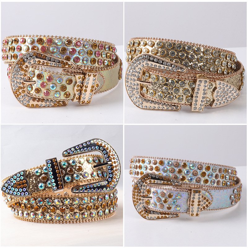 Teljes gyémántos női öv, gyémántokkal kirakott strasszos női öv, divatos, mindenféle színben kapható, széles öv, villámcsapás, gyémánt, kristályos derékpecsét, divatos punk