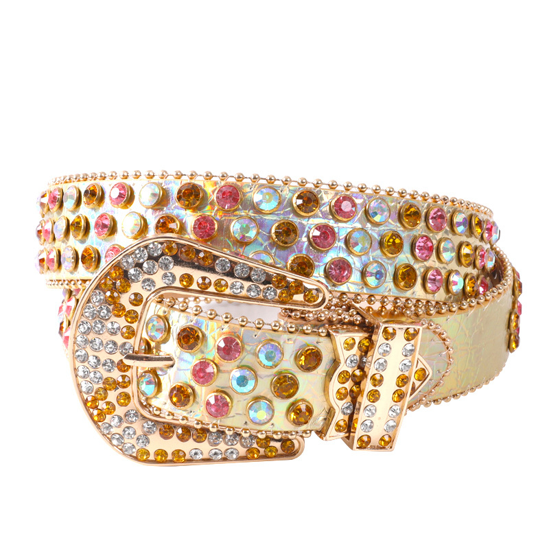 Teljes gyémántos női öv, gyémántokkal kirakott strasszos női öv, divatos, mindenféle színben kapható, széles öv, villámcsapás, gyémánt, kristályos derékpecsét, divatos punk