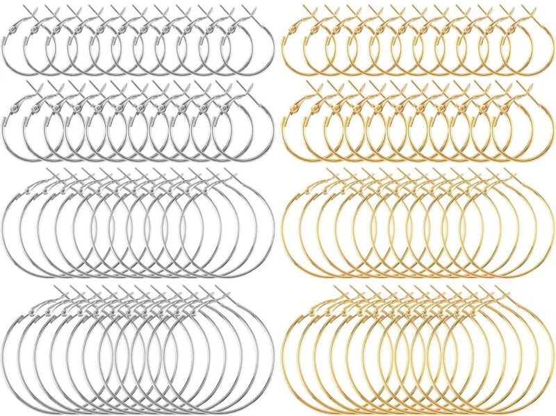 Tarpvalstybiniai karšto išpardavimo 96 vnt. auskarai su krevetėmis, kaspino formos sagtimi, prancūziški dideli auskarai, „pasidaryk pats“ papuošalų aksesuarai, auskarai su smeigtukais