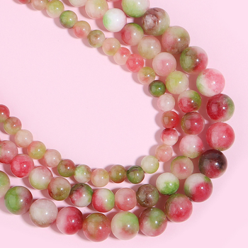 Határokon átnyúló, forró eladású természetes görögdinnye turmalin kerek gyöngyök, barkács karkötő, karkötő, nyaklánc, gyöngyös kiegészítők nagykereskedelemben