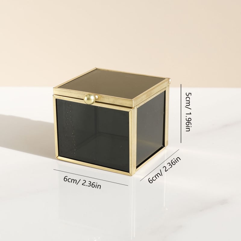 Cutie de bijuterii pătrată din sticlă, stil nordic, cutie de bijuterii din aur, tavă de depozitare a bijuteriilor, cutie de bijuterii pentru cercei