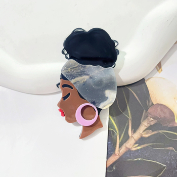 Divat többszínű afrikai lány bross külkereskedelemmel, forró akril jelvény, nagy érzékkel díszítő tű nagykereskedelem