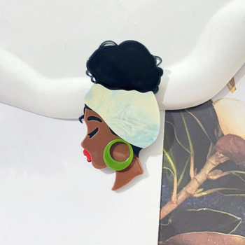 Divat többszínű afrikai lány bross külkereskedelemmel, forró akril jelvény, nagy érzékkel díszítő tű nagykereskedelem