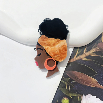 Divat többszínű afrikai lány bross külkereskedelemmel, forró akril jelvény, nagy érzékkel díszítő tű nagykereskedelem