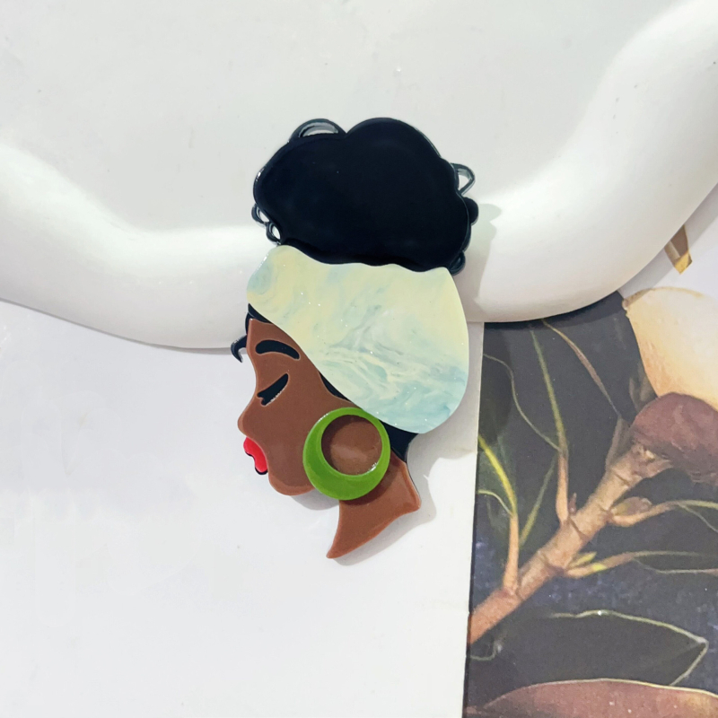 Divat többszínű afrikai lány bross külkereskedelemmel, forró akril jelvény, nagy érzékkel díszítő tű nagykereskedelem