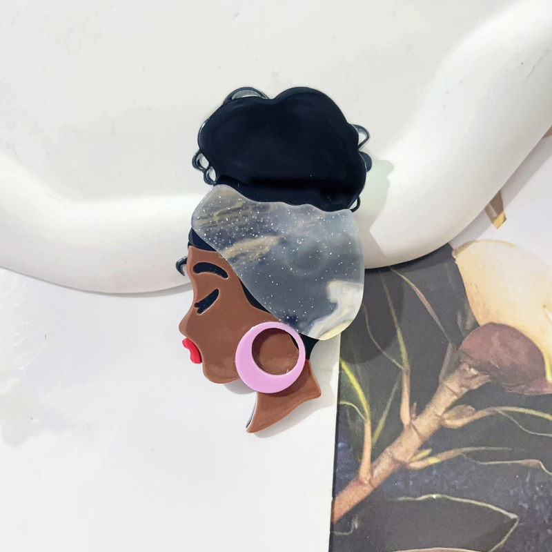 Divat többszínű afrikai lány bross külkereskedelemmel, forró akril jelvény, nagy érzékkel díszítő tű nagykereskedelem