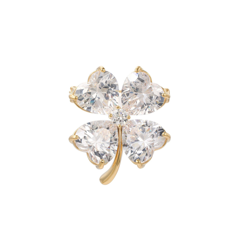 Bross japán és koreai stílusú divatos egyszerű négylevelű virágos selyemsál csattal, hangulatos sarokcsattal, niche dizájnnal, új kendő