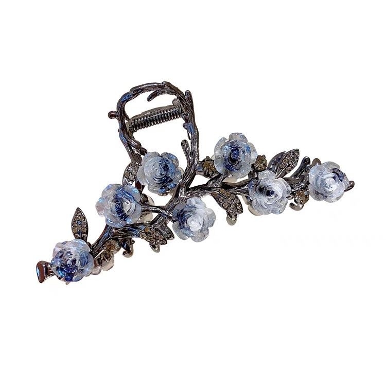 Vintage Camellia hajtű női hátsó klip elegáns temperamentumos konty hajcsat nagy cápa alakú klip fej kiegészítők