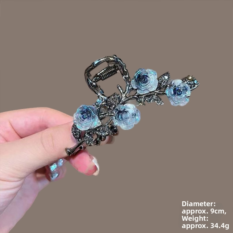 Vintage Camellia hajtű női hátsó klip elegáns temperamentumos konty hajcsat nagy cápa alakú klip fej kiegészítők