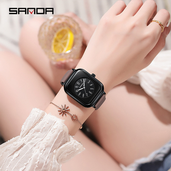 Sanda Douyin Δημοφιλές Γυναικείο Ρολόι Απλό Ρολόι Quartz με Τρεις Δείκτες, Τετράγωνο, Ευέλικτο Αδιάβροχο Ρολόι Εξετάσεων για Γυναίκες