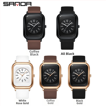 Sanda Douyin Δημοφιλές Γυναικείο Ρολόι Απλό Ρολόι Quartz με Τρεις Δείκτες, Τετράγωνο, Ευέλικτο Αδιάβροχο Ρολόι Εξετάσεων για Γυναίκες