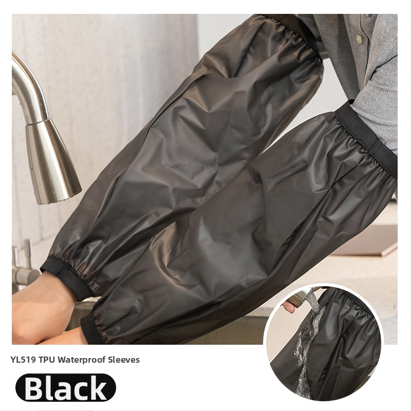 Veekindel ja õlikindel PU meeste ja naiste varrukad täiskasvanutele, töö- ja majapidamisabilistele, koristajatele, saastumisvastane varrukas, lõuend, must
