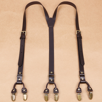 Мъжки тиранти за възрастни с 6 щипки, телешка кожа, с катарама, шест щипки AliExpress Amazon