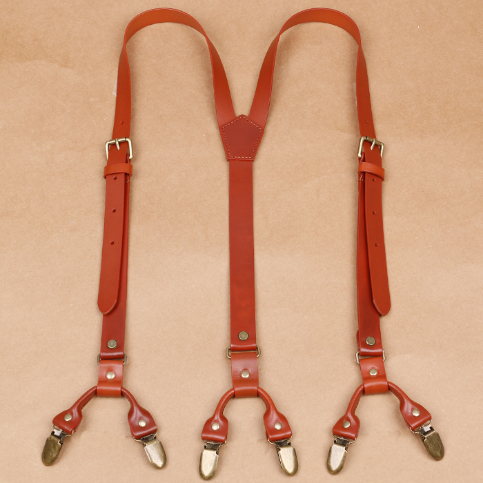 Felnőtt pántos, 6 rétegű, marhabőrből készült, tűcsatos, férfi nadrágtartó, hat klipszes, AliExpress, Amazon