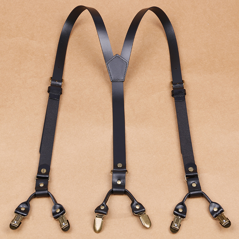 Felnőtt pántos, 6 rétegű, marhabőrből készült, tűcsatos, férfi nadrágtartó, hat klipszes, AliExpress, Amazon
