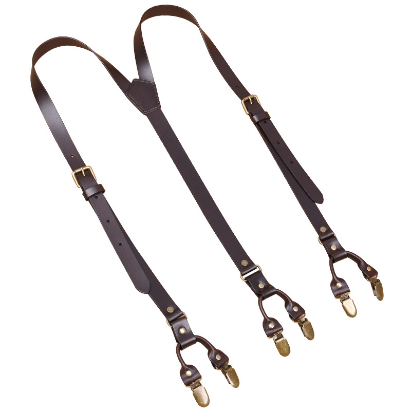 Felnőtt pántos, 6 rétegű, marhabőrből készült, tűcsatos, férfi nadrágtartó, hat klipszes, AliExpress, Amazon